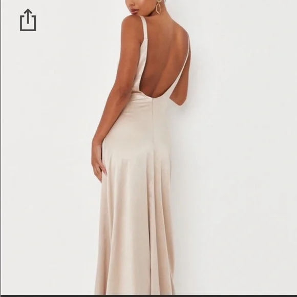 Missguided | Dresses | Missguided Sand Satin Scoop Back Maxi Dress |  Poshmark